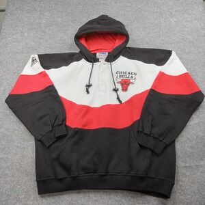Vintage Chicago‎ Bulls Hoodie Pullover Mens Large Black Red NBA Basketball 90s